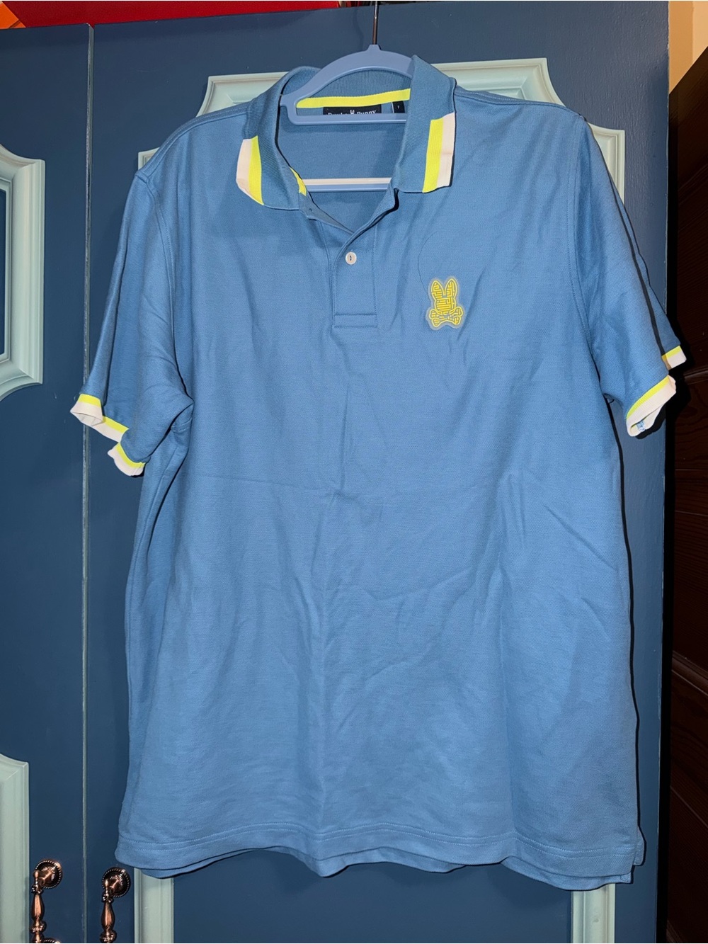Psycho Bunny Blue Polo with Yellow Accent